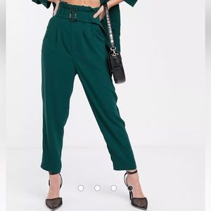 Asia Stradivarius green paperbag trousers